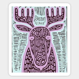 Reindeer Totem - Whimsical Winter Woodland Art Sticker